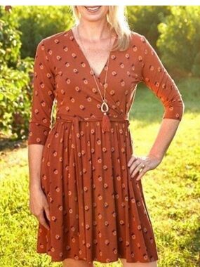 Matilda Jane Rust Floral Wrap Dress